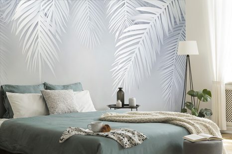 SELBSTKLEBENDE TAPETE TROCKENE GRAUE PALMENBLÄTTER - SELBSTKLEBENDE TAPETEN - TAPETEN