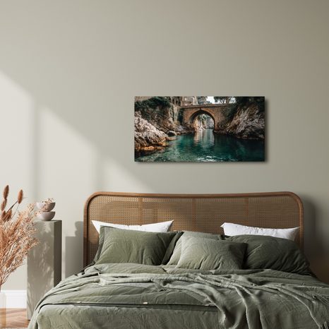 WANDBILD HISTORISCHE BRÜCKE ÜBER DEM FLUSS - BILDER VON STÄDTEN - BILDER