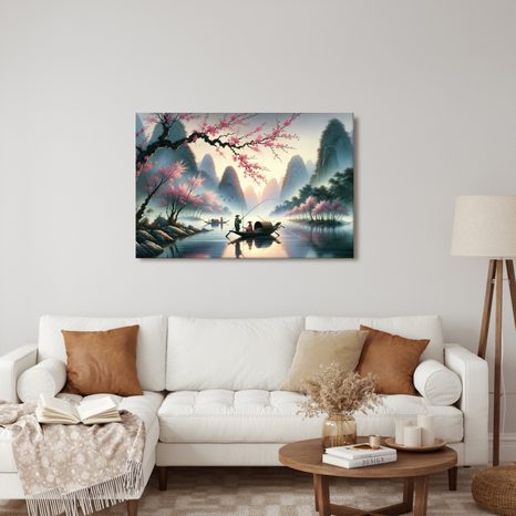 WANDBILD FISCHER UNTER KIRSCHBLÜTEN - WANDBILDER NACH MOTIV - BILDER