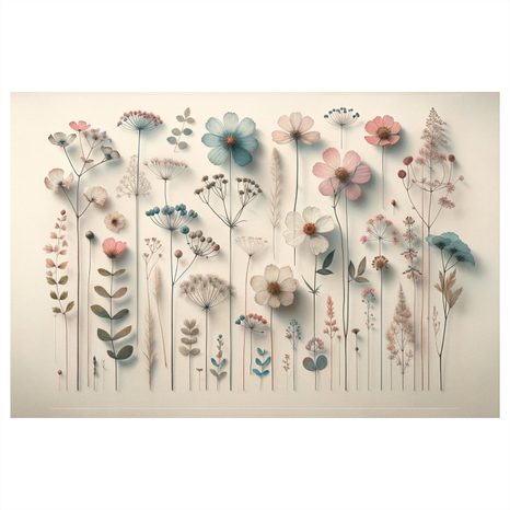 WANDBILD GETROCKNETE WIESENBLUMEN - BILDER BLUMEN - BILDER