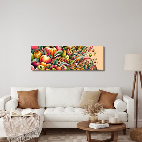 OBRAZ BAREVNÉ OVOCE V POHYBU - OBRAZY JÍDLA A NÁPOJE - OBRAZY