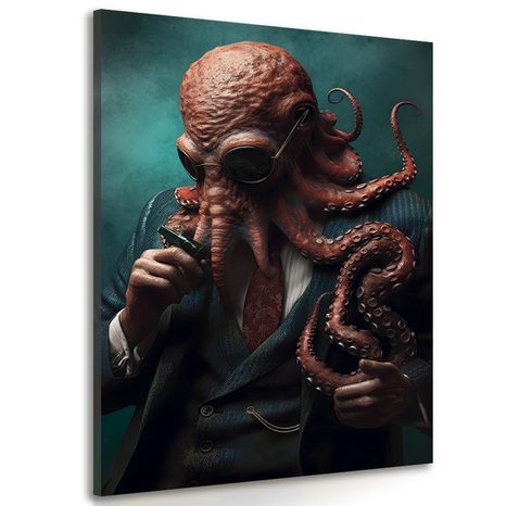 CANVAS PRINT ANIMAL GANGSTER OCTOPUS - PICTURES OF ANIMAL GANGSTERS - PICTURES