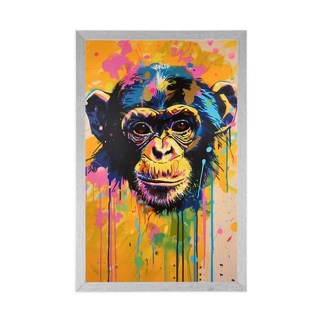 POSTER MAIMUȚĂ CU IMITAȚIA PICTURII - MAIMUȚE - POSTERE