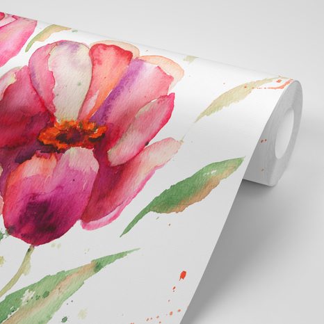 WALLPAPER TULIPS IN AN INTERESTING DESIGN - WALLPAPERS WITH IMITATION OF PAINTINGS - WALLPAPERS