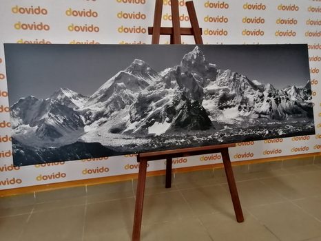 OBRAZ PIĘKNY SZCZYT GÓRSKI W WERSJI CZARNO-BIAŁEJ - OBRAZY WEDŁUG MOTYWU - OBRAZY