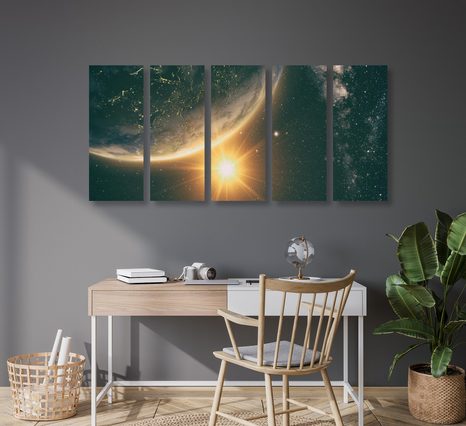 5-TEILIGES WANDBILD BLICK AUS DEM WELTRAUM - BILDER VON UNIVERSUM UND STERNEN - BILDER