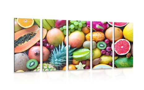 5-PIECE CANVAS PRINT TROPICAL FRUIT - PICTURES OF FOOD AND DRINKS - PICTURES