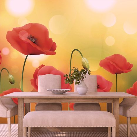 WALLPAPER POPPIES ON A SUNNY MEADOW - WALLPAPERS FLOWERS - WALLPAPERS