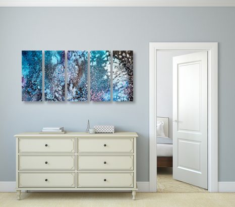 TABLOU 5-PIESE ABSTRACȚIE DIN ACUARELĂ - TABLOURI ABSTRACTE - TABLOURI