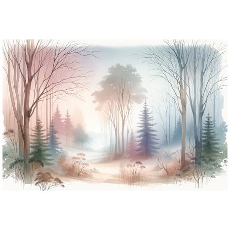 TAPETA PASTELOVÁ MLHAVÁ KRAJINA - TAPETY LES - TAPETY