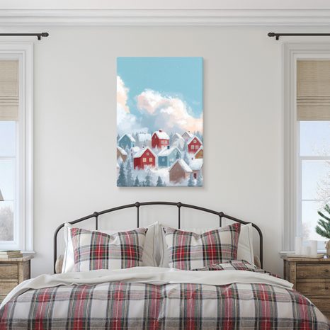 OBRAZ ZASNĚŽENÁ VESNIČKA - VÁNOČNÍ A ZIMNÍ OBRAZY - OBRAZY