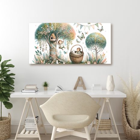 QUADRO SU TELA – ALTALENA TRA I RAMI DELL’ALBERO - QUADRI PER BAMBINI CREATURE FATATE - STAMPE E QUADRI