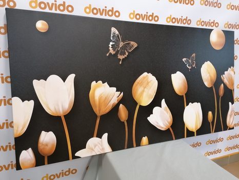 QUADRO SU TELA – TULIPANI CON MOTIVO DORATO - STAMPE E QUADRI - 🔥 SVENDITA TOTALE