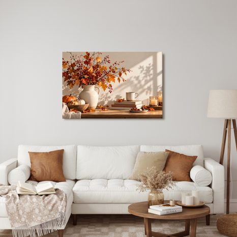 WANDBILD HERBSTLICHES STILLLEBEN MIT KÜRBISSEN - HALLOWEEN- UND HORROR-BILDER - BILDER