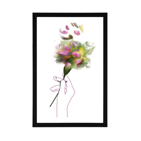 POSTER MIT PASSEPARTOUT WUNDERSCHÖNE GEMALTE BLUME - MOTIVE AUS UNSERER WERKSTATT - POSTER