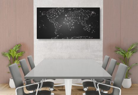 WANDBILD SCHWARZ-WEISSE WELTKARTE - WELTKARTEN ALS BILDER - BILDER