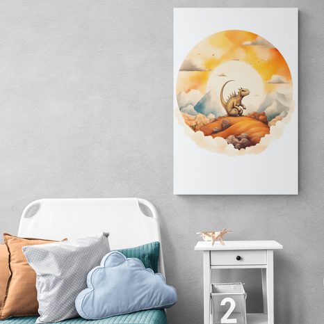 QUADRO SU TELA – MONDO DEI DINOSAURI SOGNANTE - ANIMALI DA SOGNO - STAMPE E QUADRI