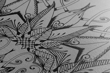 SLIKA MANDALA V ČRNOBELI IZVEDBI - ČRNOBELE SLIKE - SLIKE