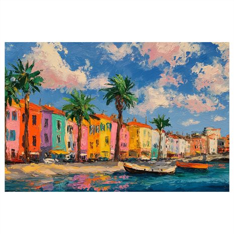 OBRAZ BAREVNÉ DOMY U POBŘEŽÍ - BAREVNÉ DOMY - OBRAZY