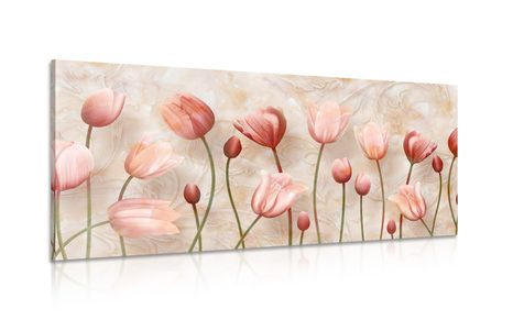 TABLEAU SUR TOILE – TULIPES ROSE ANCIEN - TABLEAUX DE FLEURS - TABLEAUX