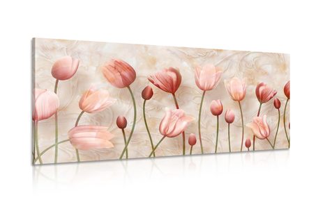 QUADRO DI UN VECCHIO TULIPANO ROSA - QUADRI DI FIORI - QUADRI