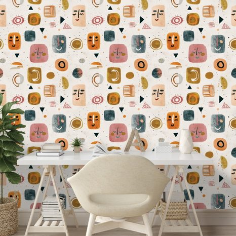 SAMOLJEPLJIVA TAPETA APSTRAKTNA LICA I GEOMETRIJA - DJEČJE TAPETE - TAPETE
