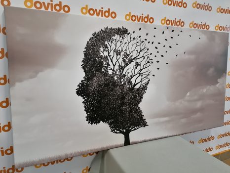 OBRAZ DRZEWO W KSZTAŁCIE TWARZY - OBRAZY CZARNO-BIAŁE - OBRAZY