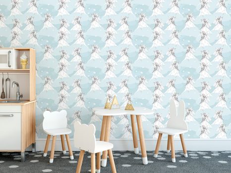 TAPETA VÍLA NA MODRÉM POZADÍ - DĚTSKÉ TAPETY - TAPETY