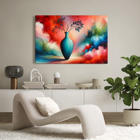 OBRAZ MODRÁ VÁZA V OBLACÍCH - OBRAZY KVĚTŮ - OBRAZY