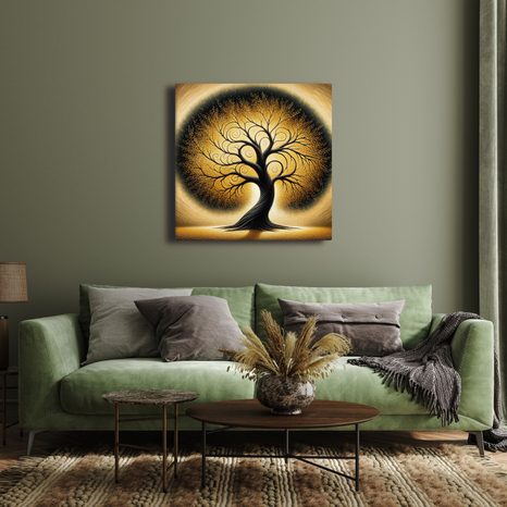 WANDBILD GOLDENER LEBENSBAUM - BILDER BÄUME DES LEBENS - BILDER