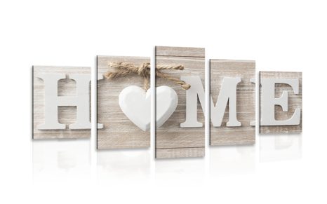 5 PART PICTURE WITH HOME INSCRIPTION IN VINTAGE DESIGN
