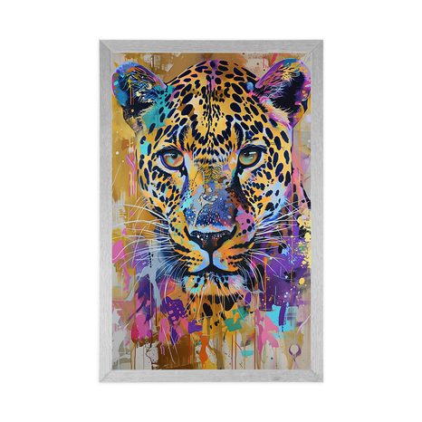 POSTER – LEOPARDO CON IMITAZIONE PITTORICA - LEONI E TIGRI - POSTER