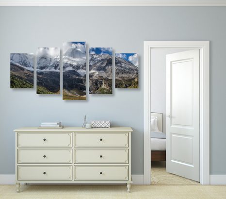 5-DÍLNÝ OBRAZ MAJESTÁTNÍ HORSKÁ KRAJINA - OBRAZY PŘÍRODY A KRAJINY - OBRAZY