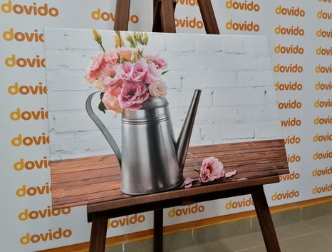 QUADRO SU TELA – BOUQUET DI FIORI IN ANNAFFIATOIO - QUADRI DI NATURE MORTE - STAMPE E QUADRI