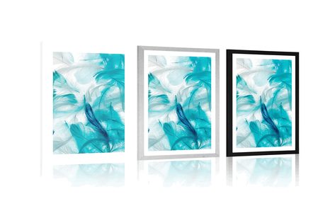 POSTER WITH MOUNT GREEN FEATHERS - STILL LIFE - POSTERS