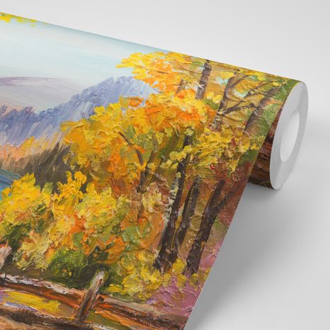 SELBSTKLEBENDE TAPETE ÖLGEMÄLDE DES BERGSEES - SELBSTKLEBENDE TAPETEN - TAPETEN