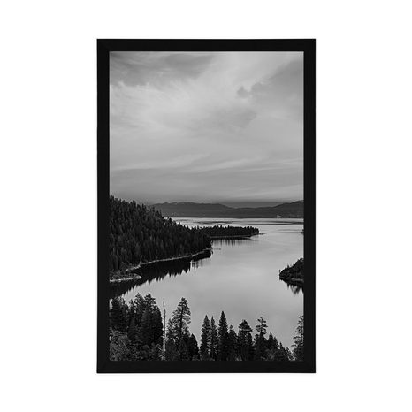 POSTER LAKE AT SUNSET IN BLACK AND WHITE - NATURE - POSTERS