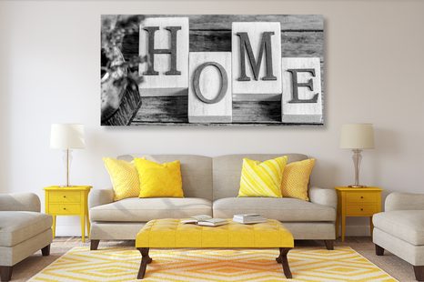 TABLOU LITERE HOME ÎN DESIGN ALB-NEGRU - TABLOURI ALB-NEGRU - TABLOURI