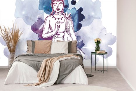 CARTA DA PARATI – ILLUSTRAZIONE DI BUDDHA - CARTA DA PARATI FENG SHUI - CARTA DA PARATI