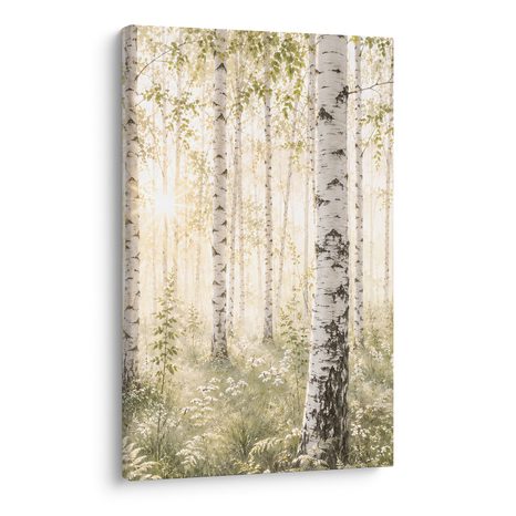 CANVASTAVLA LJUS SKOG MED VITA BJÖRKAR - TAVLOR MED SKOG - TAVLOR