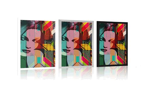 PLAGÁT PORTRÉT ŽENY NA FAREBNOM POZADÍ - ŽENY - PLAGÁTY