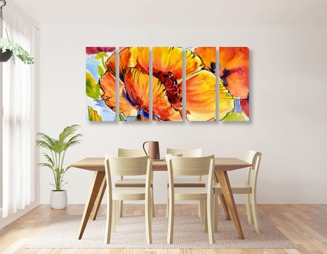 5-RÉSZES KÉP PIPACS CSOKOR - VIRÁGMINTÁS KÉPEK - KÉPEK