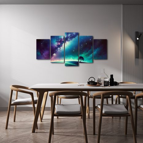 5-DÍLNÝ OBRAZ STROM ŽIVOTA POD HVĚZDAMI - OBRAZY STROMY ŽIVOTA - OBRAZY