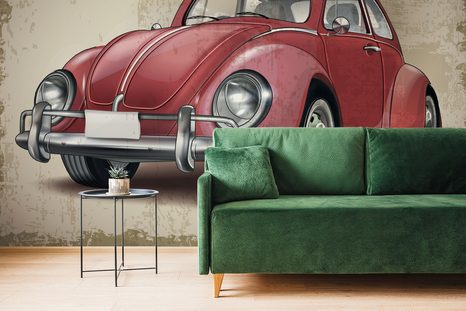 SELBSTKLEBENDE TAPETE ROTER OLDTIMER - SELBSTKLEBENDE TAPETEN - TAPETEN