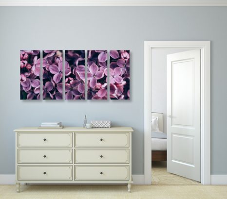 TABLOU 5-PIESE FLORI VIOLETE DE LILIAC - TABLOU FLORI - TABLOURI