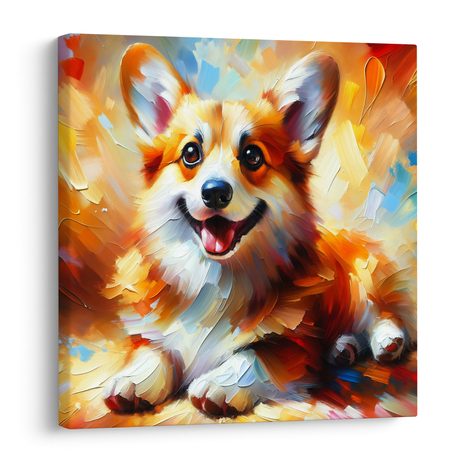 WANDBILD FRÖHLICHER HUND IN FARBEN - BILDER VON HUNDEN - BILDER