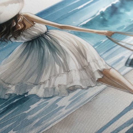 WANDBILD SOMMERLICHER SPAZIERGANG AM STRAND - BILDER MEER UND STRAND - BILDER