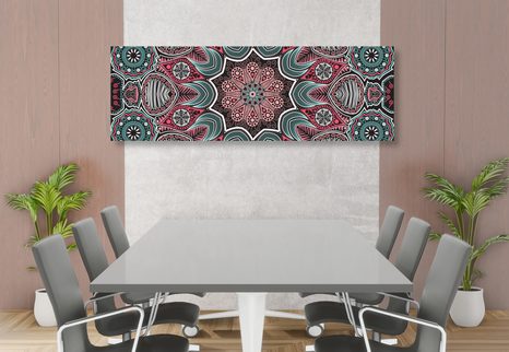 КАРТИНА НА ПЛАТНО – ИНДИЙСКА МАНДАЛА С ЦВЕТЕН МОДЕЛ - ФЪН ШУЙ КАРТИНИ - КАРТИНИ