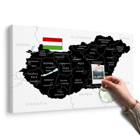 QUADRO IN SUGHERO – MAPPA DELL'UNGHERIA NERA STILOSA - QUADRI SU SUGHERO - STAMPE E QUADRI