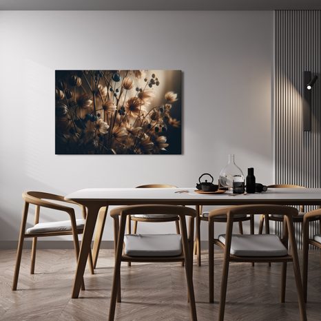 WANDBILD GETROCKNETE BLUMEN IN DUNKLEN TÖNEN - BILDER BLUMEN - BILDER